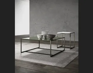 Tavolino Eulero con ripiano in vetro lucido o marmo in diverse dimensioni e altezze e base in metallo di Presotto