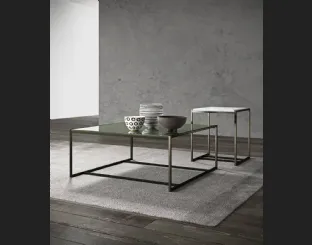 Tavolino Eulero con top in vetro o effetto marmo e base in metallo di Presotto