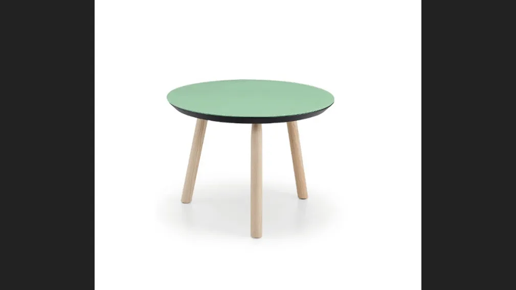 Tavolino in legno con top in cuoio Suite CT ø55 in legno di Midj