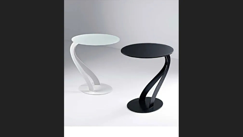 Tavolino in vetro acidato e struttura in acciaio Swan di Pezzani