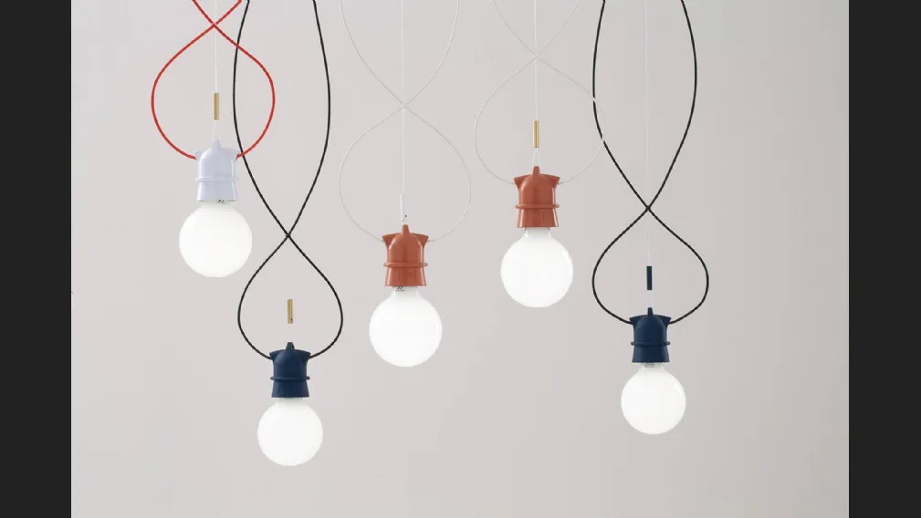 Lampada a sospensione su speciale cavo elettrico con corpo in alluminio verniciato Lumen di Vesoi