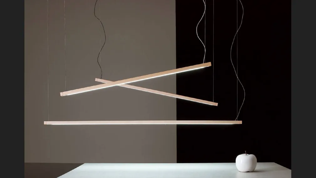 Lampada a sospensione in legno Travetta di Vesoi