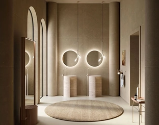 Lavabo Freestanding Des Evolution Caramel 01 in Resina Stone Travertino di Cerasa