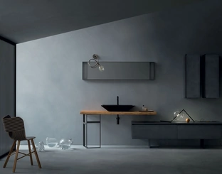 Mobile da Bagno Eden 00 in laccato con top lavabo in legno massello di Cerasa