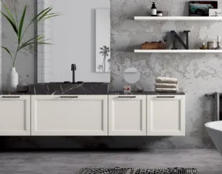 Mobile da Bagno sospeso Frame 01 in laccato opaco con top in marmo di Nova Cucina