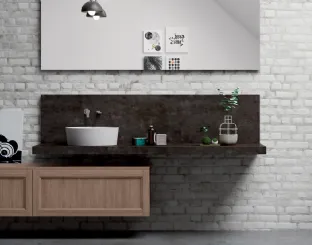 Mobile da Bagno sospeso Frame 2 in legno e pietra di Nova Cucina