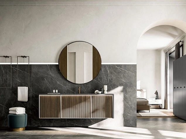 Mobile da Bagno sospeso Honey 03 in Noce Canaletto di Cerasa