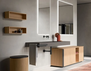 Mobile da Bagno Honey 04 in Rovere Chiaro impiallacciato di Cerasa