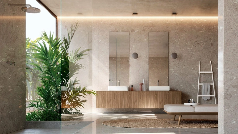 Mobile da Bagno sospeso Kyton 12 in Noce Crudo di Nova Cucina