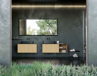 Mobile da Bagno sospeso Line 14 in Rovere naturale di Nova Cucina