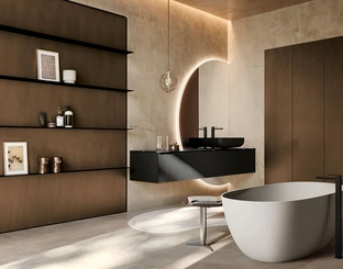 Mobile da Bagno sospeso Mk1 09 in Rovere nero di Nova Cucina