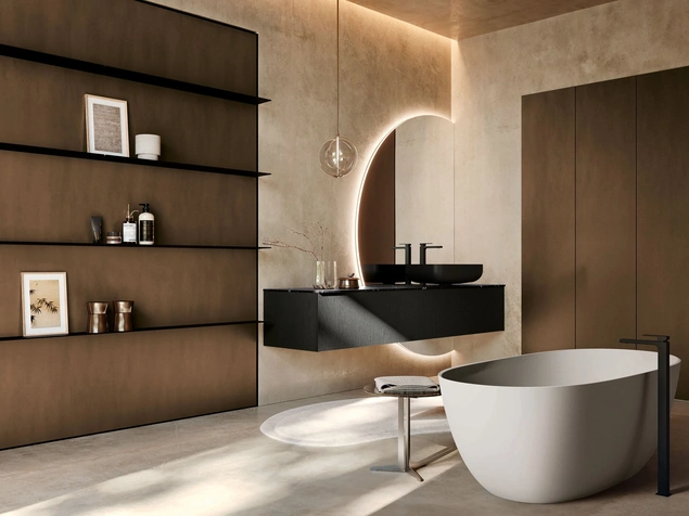 Mobile da Bagno sospeso Mk1 09 in Rovere nero di Nova Cucina