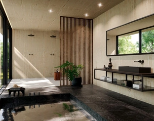 Mobile da Bagno sospeso Prime 08 in metallo e Eucalipto di Nova Cucina