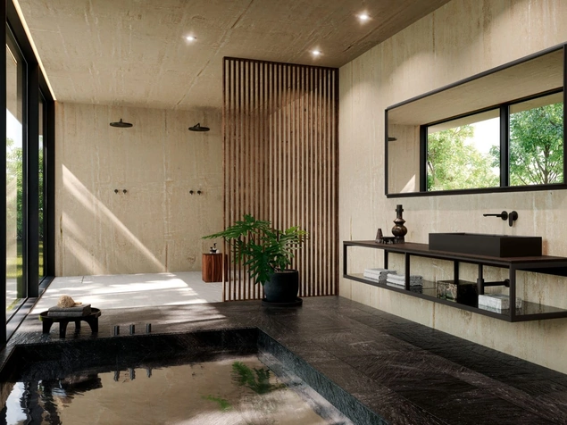 Mobile da Bagno sospeso Prime 08 in metallo e Eucalipto di Nova Cucina