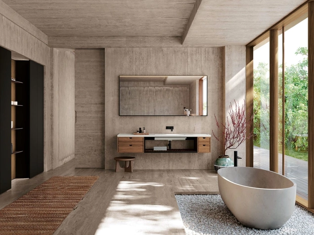 Mobile da Bagno sospeso Prime 11 in Noce Canaletto di Nova Cucina