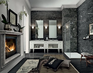 Mobile da Bagno York 01 in laccato Bianco e top in marmo di Carrara di Cerasa