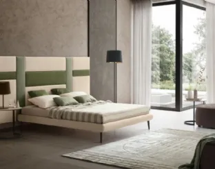 Letto in tessuto con testiera modulare Ground di Le Comfort