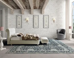 Letto classico in pelle imbottito con testiera trapuntata Raffaello di Le Comfort