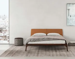 Letto Relevè Imbottito con testiera rivestita in pelle di Presotto