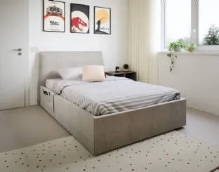 Letto singolo Flare con box contenitore di Nidi