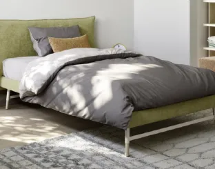 Letto singolo Pillow in tessuto con grande testiera imbottita di Nidi