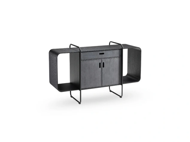 Madia Apelle con struttura in metallo e ante rivestite in pelle di Midj