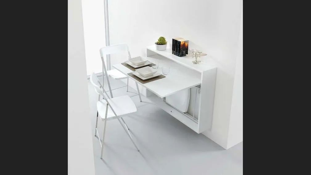 Mobile ingresso apribile con tavolo-scrivania in laminato ecologico Bureau Pezzani