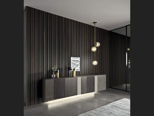 Mobile sospeso InclinART in laccato metal e legno di Presotto