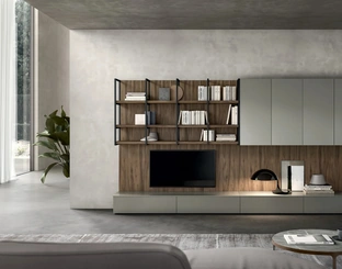 Parete Attrezzata Living Time 02 in laccato e legno di Arredo3