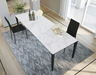 Tavolo allungabile Diapason in vetroceramica bianco Calacatta di Zamagna