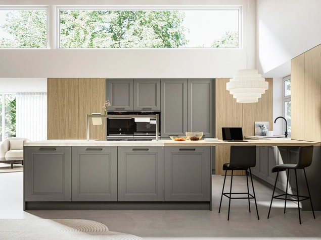 Cucina Classica in laccato a poro aperto con isola Gioiosa di Arredo3