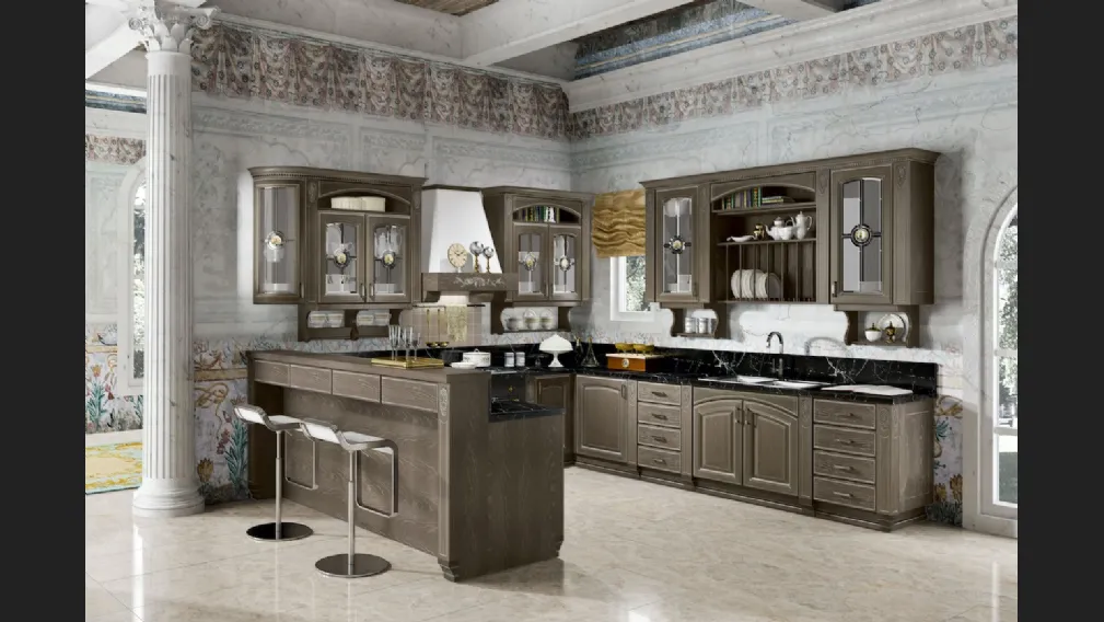 Cucina Classica Gold Elite con penisola di Home Cucine