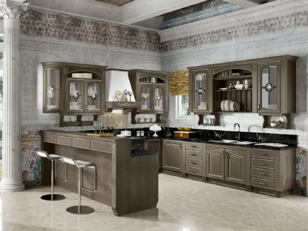 Cucina Classica Gold Elite con penisola di Home Cucine