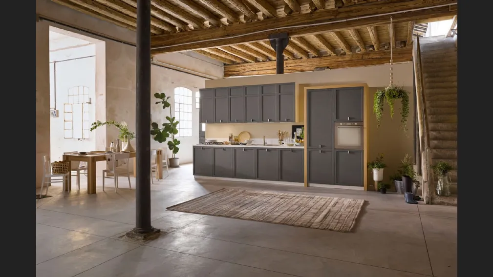 Cucina Classica in legno laccato grigio opaco Mia lineare di Dibiesse