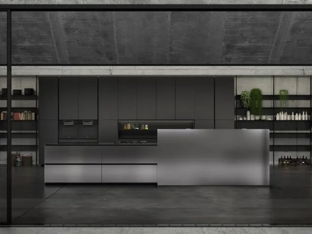 Cucina Design lineare Lab 40 02 in acciaio inox di Nova Cucina