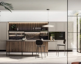 Cucina Moderna in laminato e Pet con isola Alma di Arredo3