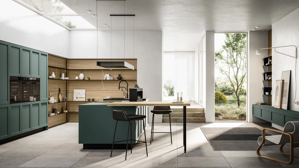 Cucina Moderna in Pet e laminato con isola Alma di Arredo3