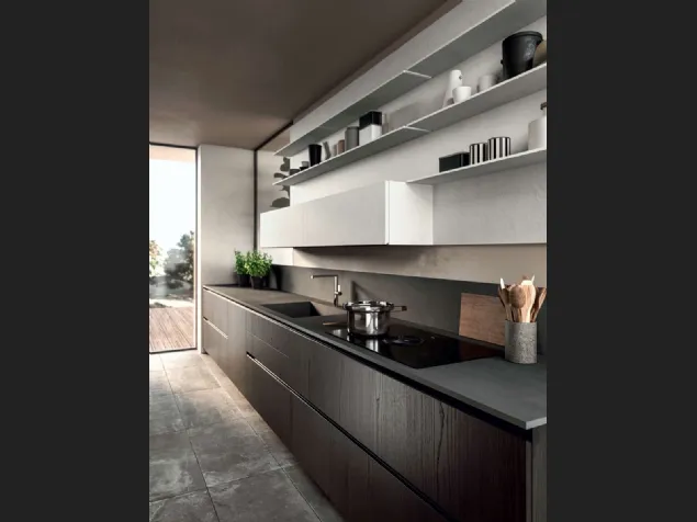 Cucina Moderna lineare Area 22 Time in olmo nero di Dibiesse