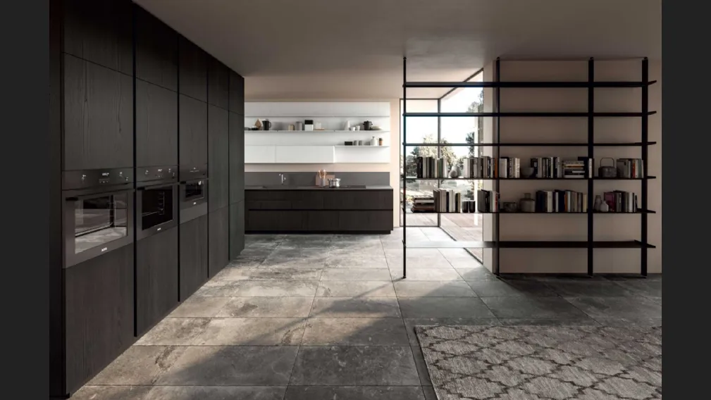 Cucina Moderna Area 22 Time angolare in olmo nero di Dibiesse