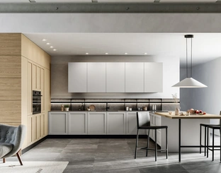 Cucina Moderna con penisola Alma 02 in pet e laminato di Arredo3