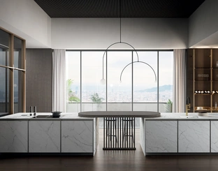 Cucina Moderna con penisola Kronos 01 in laminam di Arredo3