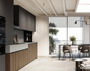 Cucina Moderna lineare Asia 02 in rovere e laccato di Arredo3