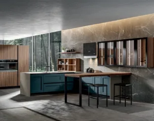 Cucina Moderna Boston con penisola in laccato e melaminico di Home Cucine