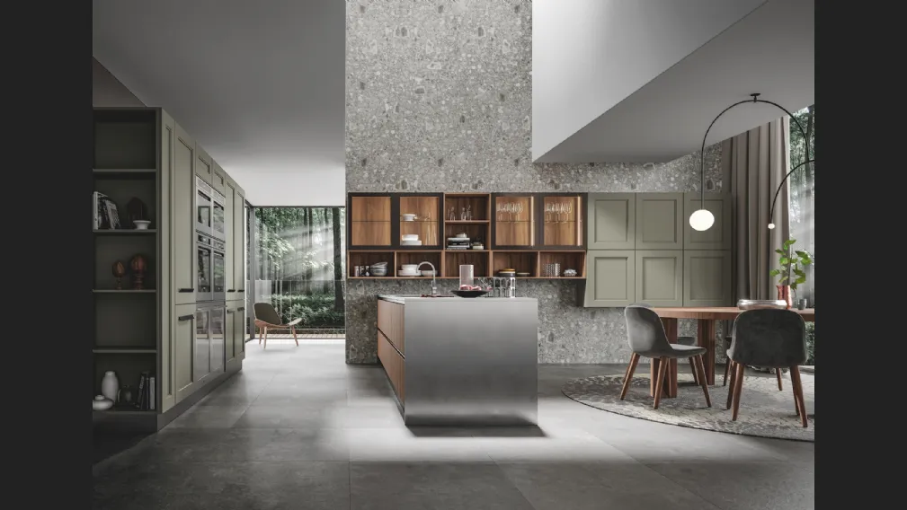 Cucina Moderna Boston con penisola in laccato e melaminico di Home Cucine