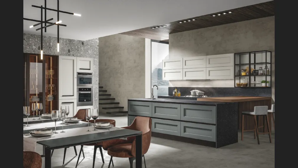 Cucina Moderna Boston in laccato con penisola di Home Cucine