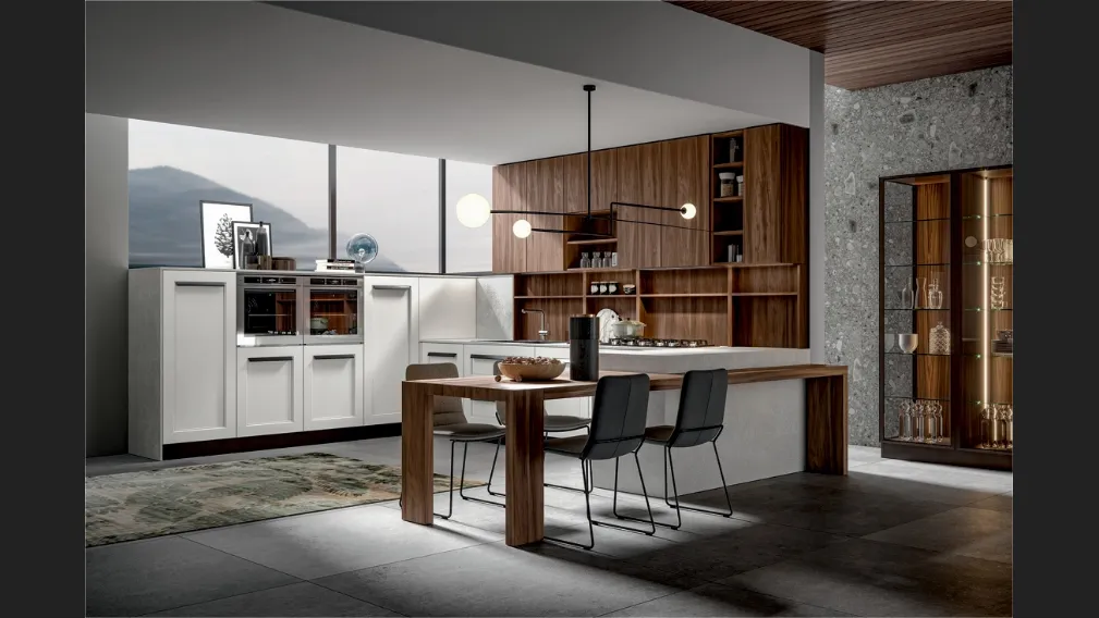 Cucina Moderna Boston con penisola in laccato e melaminico di Home Cucine