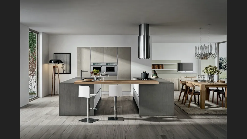 Cucina Moderna con doppia isola Cartesia 04 in melaminico di Home Cucine