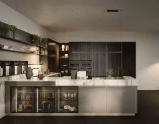 Cucina Moderna Coco Light con penisola in laccato metal di Dibiesse