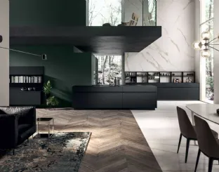 Cucina Moderna GI30 con penisola in laccato Nero opaco di Dibiesse