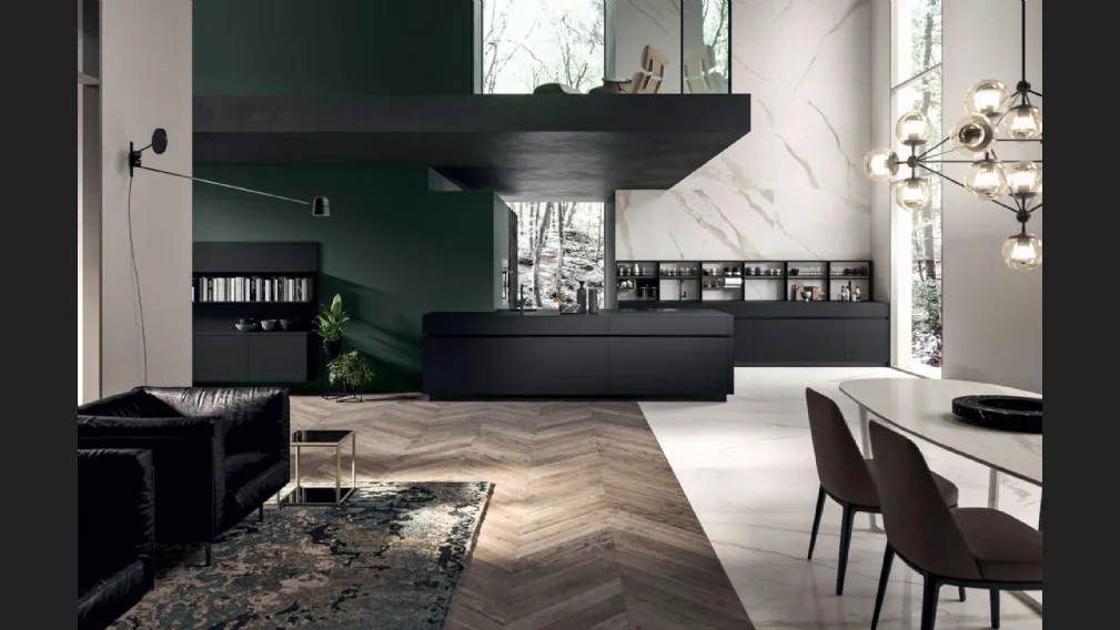 Cucina Moderna con penisola GI30 01 in laccato Nero opaco di Dibiesse